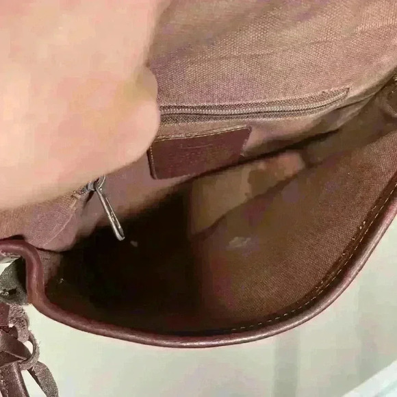 Vintage Brighton Brown Woven & Croc Embossed Leather Envelope Crossbody Bag - Picture 4 of 9